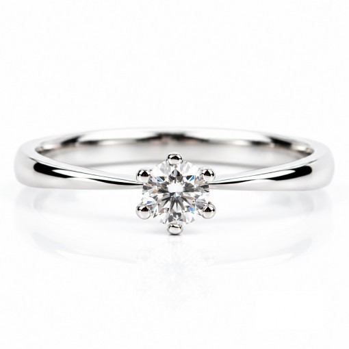 Елегантен 18К  Бяло Злато Диамантен Годежен Пръстен    Bloom Jewellery